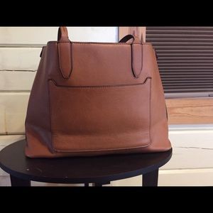 Faux Leather Brown Tote Bag - Large